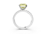 White gold Fancy Yellow Asscher  Diamond Pavé Band Solitaire with Four-Prong Setting_3