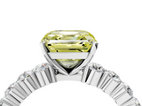 White gold Fancy Yellow Asscher  Diamond Pavé Band Solitaire with Four-Prong Setting_40
