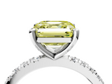 White gold Fancy Yellow Asscher  Diamond Pavé Band Solitaire with Four-Prong Setting_4