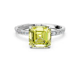 White gold Fancy Yellow Asscher  Diamond Pavé Band with Six-Prong Setting_3