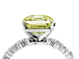 White gold Fancy Yellow Asscher  Diamond Prong Set Engagement Ring with Pave Band_21