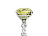 White gold Fancy Yellow Asscher  Diamond Prong Set Engagement Ring with Pave Band_22