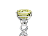 White gold Fancy Yellow Asscher  Diamond Prong Setting with Side Stones on a Pave Band_5