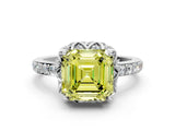 White gold Fancy Yellow Asscher  Diamond Solitaire Ring with Shared Prong Pavé Band_13