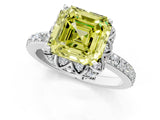 White gold Fancy Yellow Asscher  Diamond Solitaire Ring with Shared Prong Pavé Band_14