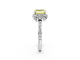White gold Fancy Yellow Asscher  Diamond Solitaire Ring with Shared Prong Pavé Band_15
