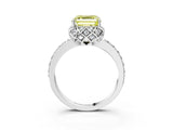 White gold Fancy Yellow Asscher  Diamond Solitaire Ring with Shared Prong Pavé Band_16