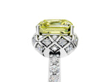 White gold Fancy Yellow Asscher  Diamond Solitaire Ring with Shared Prong Pavé Band_18