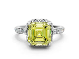 White gold Fancy Yellow Asscher  Diamond Solitaire Ring with Shared Prong Pavé Band_26