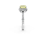 White gold Fancy Yellow Asscher  Diamond Solitaire Ring with Shared Prong Pavé Band_28