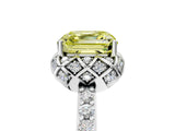 White gold Fancy Yellow Asscher  Diamond Solitaire Ring with Shared Prong Pavé Band_31