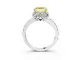 White gold Fancy Yellow Asscher  Diamond Solitaire Ring with Shared Prong Pavé Band_32