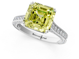 White gold Fancy Yellow Asscher  Diamond Solitaire with Pave Band and Six-Prong Setting_38