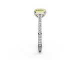 White gold Fancy Yellow Asscher  Diamond Solitaire with Pave Band and Six-Prong Setting_40