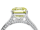 White gold Fancy Yellow Asscher  Diamond Solitaire with Pave Band and Six-Prong Setting_41