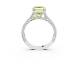 White gold Fancy Yellow Asscher  Diamond Solitaire with Pave Band and Six-Prong Setting_41