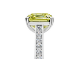 White gold Fancy Yellow Asscher  Diamond Solitaire with Pave Band and Six-Prong Setting_42