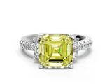 White gold Fancy Yellow Asscher  Diamond Three-Stone Pave Band with Four-Prong Setting_17