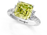 White gold Fancy Yellow Asscher  Diamond Three-Stone Pave Band with Four-Prong Setting_18