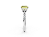 White gold Fancy Yellow Asscher  Diamond Three-Stone Pave Band with Four-Prong Setting_19