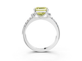 White gold Fancy Yellow Asscher  Diamond Three-Stone Pave Band with Four-Prong Setting_20