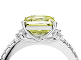 White gold Fancy Yellow Asscher  Diamond Three-Stone Pave Band with Four-Prong Setting_21