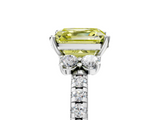 White gold Fancy Yellow Asscher  Diamond Three-Stone Pave Band with Four-Prong Setting_22