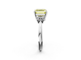 White gold Fancy Yellow Asscher  Diamond Three-Stone Ring with Trapezoid Side Stones and Prong Setting_52
