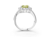 White gold Fancy Yellow Asscher  Halo Cluster Diamond Engagement Ring with Prong Setting and Polished Band_23