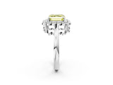 White gold Fancy Yellow Asscher  Halo Cluster Diamond Engagement Ring with Solitaire Band and Prong Setting_30