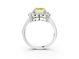 White gold Fancy Yellow Asscher  Halo Cluster Diamond Engagement Ring with Solitaire Band and Prong Setting_32
