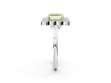White gold Fancy Yellow Asscher  Halo Diamond Cluster Engagement Ring with Milgrain Bezel Setting and Solitaire Band_41