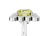 White gold Fancy Yellow Asscher  Halo Diamond Cluster Engagement Ring with Milgrain Bezel Setting and Solitaire Band_44