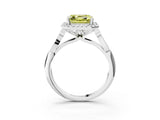 White gold Fancy Yellow Asscher  Halo Diamond Engagement Ring with Filigree Band and Four-Prong Setting_96