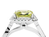White gold Fancy Yellow Asscher  Halo Diamond Engagement Ring with Filigree Band and Four-Prong Setting_97