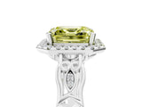 White gold Fancy Yellow Asscher  Halo Diamond Engagement Ring with Filigree Band and Four-Prong Setting_98