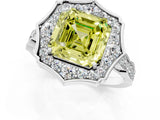 White gold Fancy Yellow Asscher  Halo Diamond Engagement Ring with Milgrain Band and Four-Prong Setting_42
