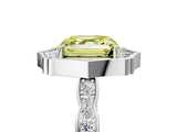 White gold Fancy Yellow Asscher  Halo Diamond Engagement Ring with Milgrain Band and Four-Prong Setting_46