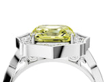 White gold Fancy Yellow Asscher  Halo Diamond Engagement Ring with Milgrain Band and Four-Prong Setting_46