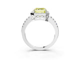 White gold Fancy Yellow Asscher  Halo Diamond Engagement Ring with Pavé Band and Four-Prong Setting_23