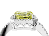 White gold Fancy Yellow Asscher  Halo Diamond Engagement Ring with Pavé Band and Four-Prong Setting_24