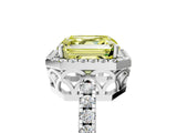 White gold Fancy Yellow Asscher  Halo Diamond Engagement Ring with Pavé Band and Four-Prong Setting_25