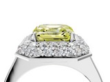 White gold Fancy Yellow Asscher  Halo Diamond Engagement Ring with Solitaire Band and Four-Prong Setting_20