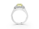 White gold Fancy Yellow Asscher  Halo Diamond Engagement Ring with Solitaire Band and Four-Prong Setting_20