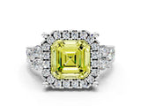 White gold Fancy Yellow Asscher  Halo Diamond Engagement Ring with Split Shank and Four-Prong Setting_22