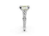 White gold Fancy Yellow Asscher  Halo Diamond Engagement Ring with Split Shank and Four-Prong Setting_24