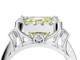 White gold Fancy Yellow Asscher  Halo Diamond Engagement Ring with Split Shank and Four-Prong Setting_26
