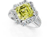 White gold Fancy Yellow Asscher  Halo Diamond Engagement Ring with Split Shank and Prong Setting_46