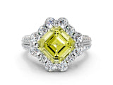 White gold Fancy Yellow Asscher  Halo Diamond Engagement Ring with Split Shank and Prong Setting_46