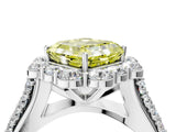 White gold Fancy Yellow Asscher  Halo Diamond Engagement Ring with Split Shank and Prong Setting_51